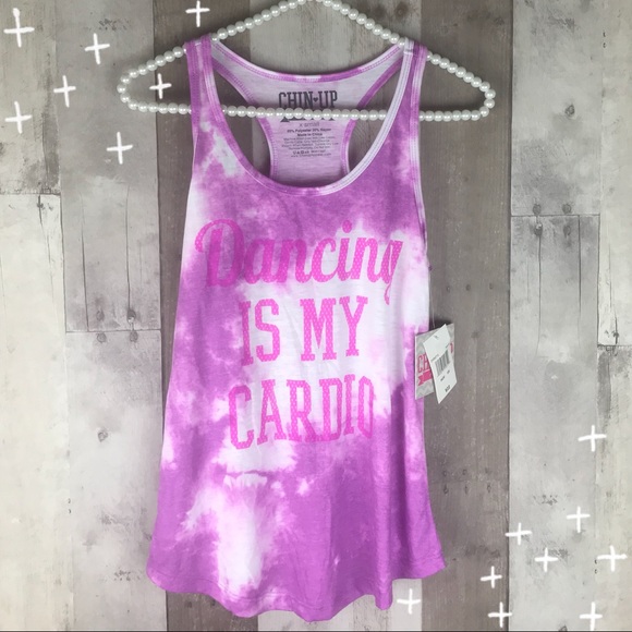 NWT Chin Up ‘Dancing Is My Cardio’ tie dye tank size XS - Picture 1 of 5